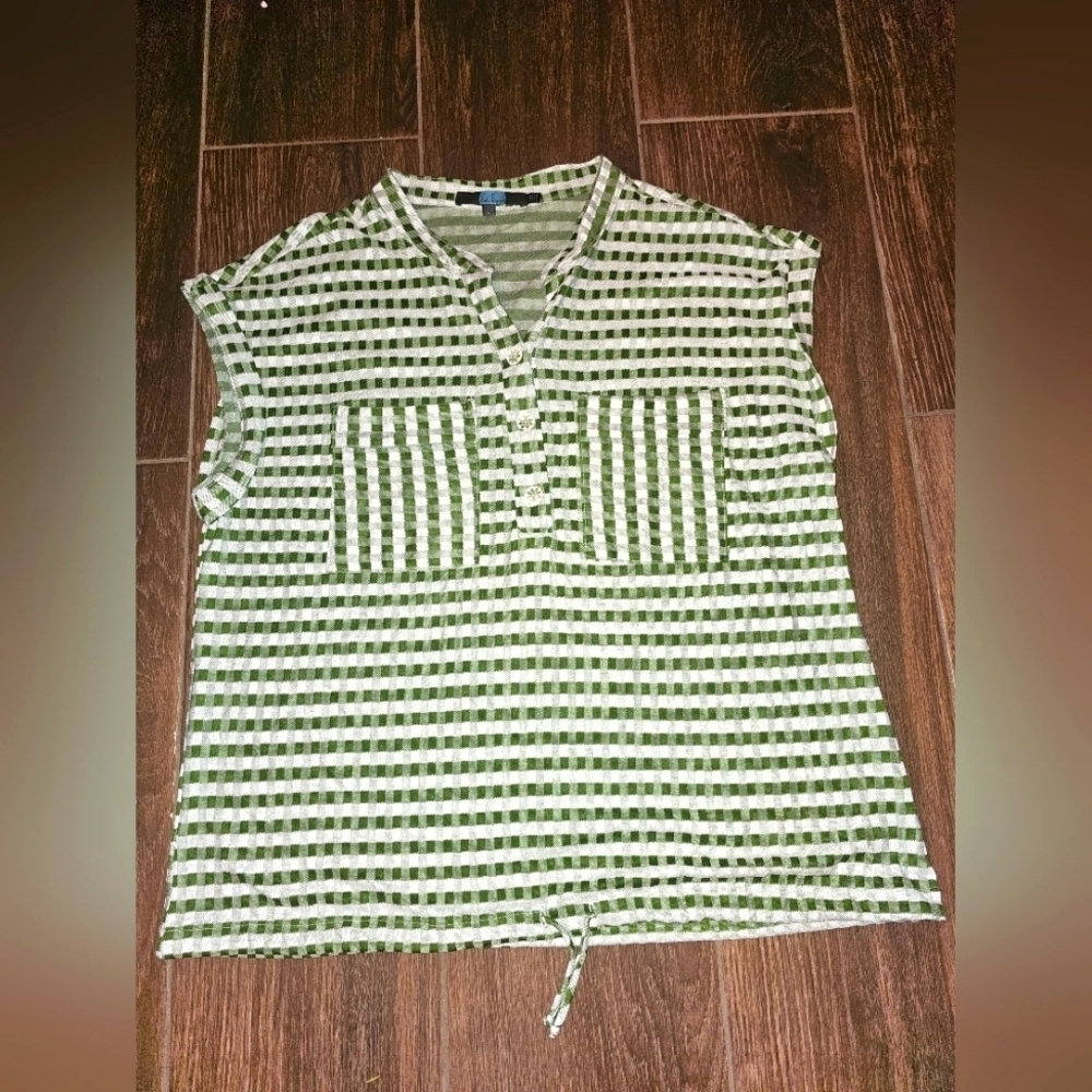 EVA FRANCO TOP GREEN CHECKERED SZ L